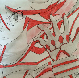 kill la kill ryuko red pencil art drawing
